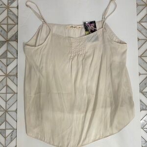 Silky Cream Pintuck Spaghetti-Strap Cami